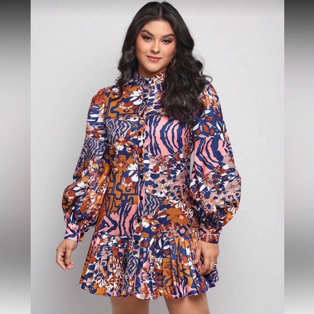 Multicolor Patterned Women's Dress